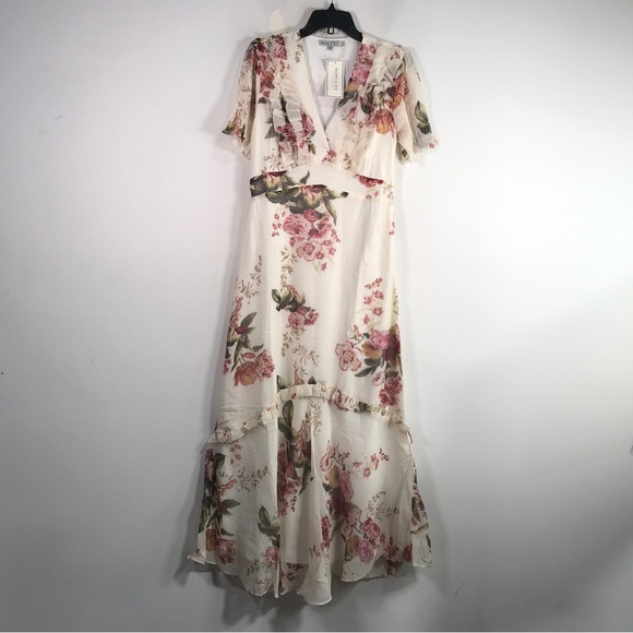 Hope & Ivy Dresses & Skirts - Hope & Ivy Floral Flutter Sleeve Maxi Dress, Women's Size 14 - Ivory
